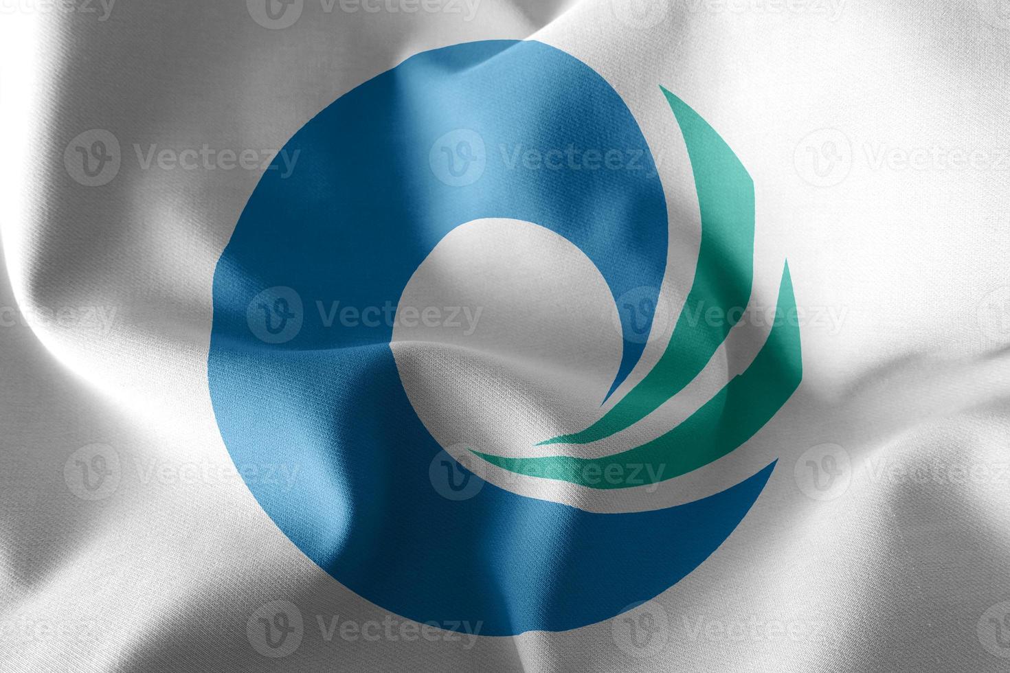 3D illustration flag of Incheon is a region of South Korea photo