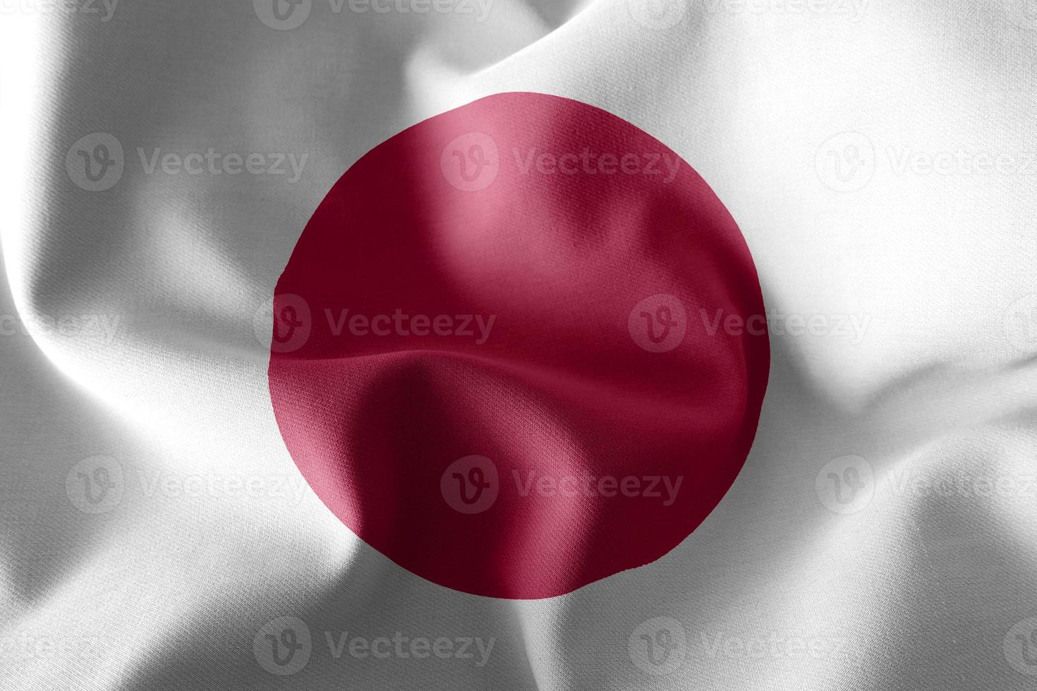 3D rendering illustration flag of Japan. Waving on the wind flag photo