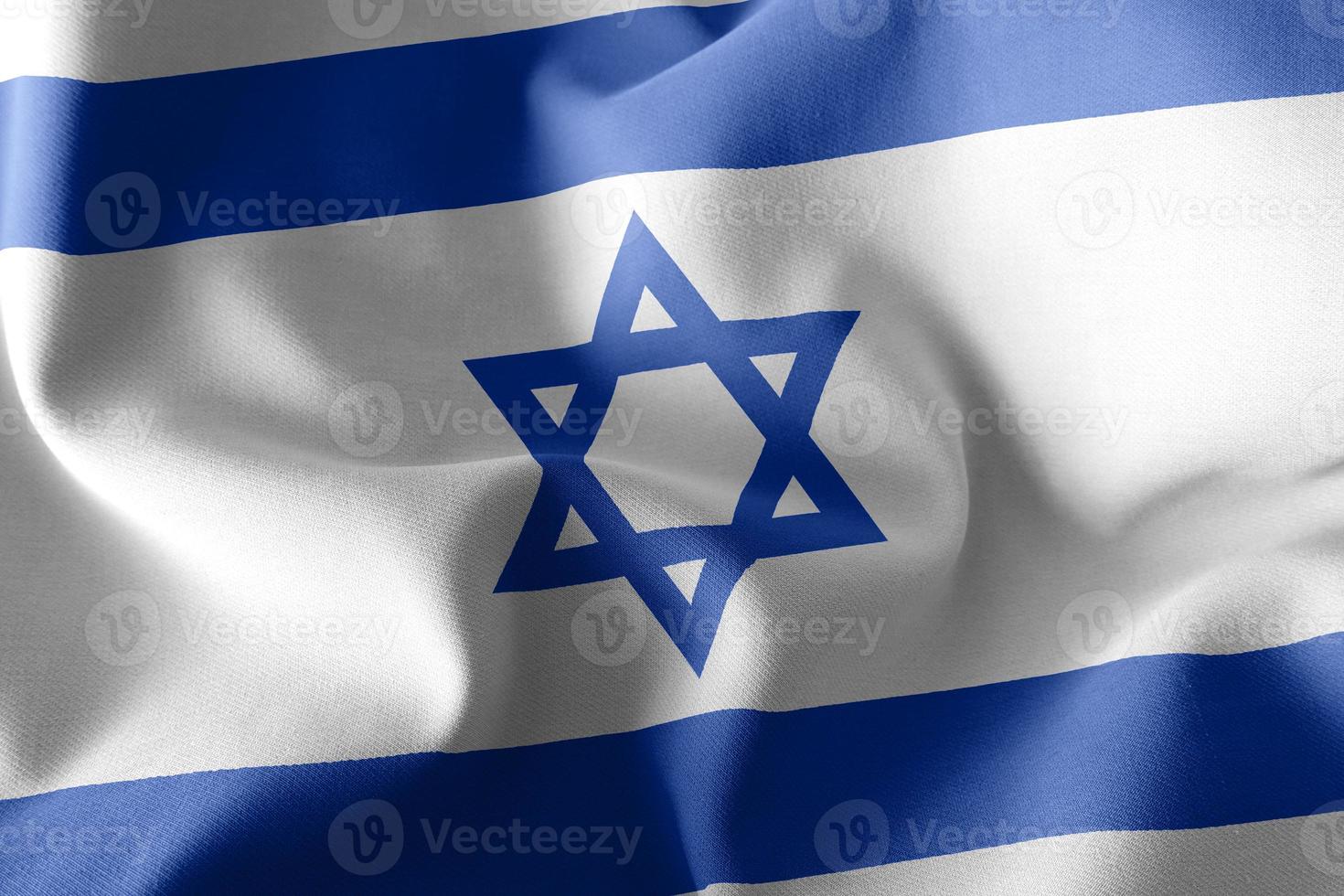 3D rendering illustration flag of Israel. Waving on the wind fla photo