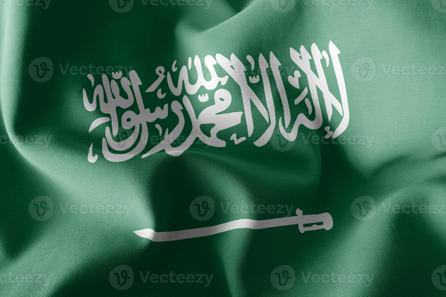 3d rendering ilustración bandera de arabia saudita. ondeando en el wi foto
