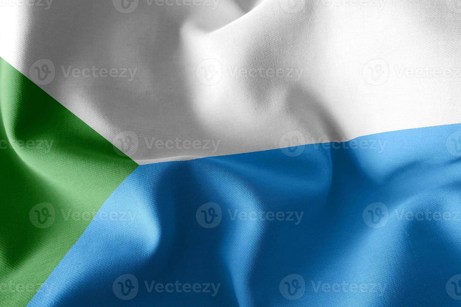 3D illustration flag of Khabarovsk Krai is a region of Russia. photo