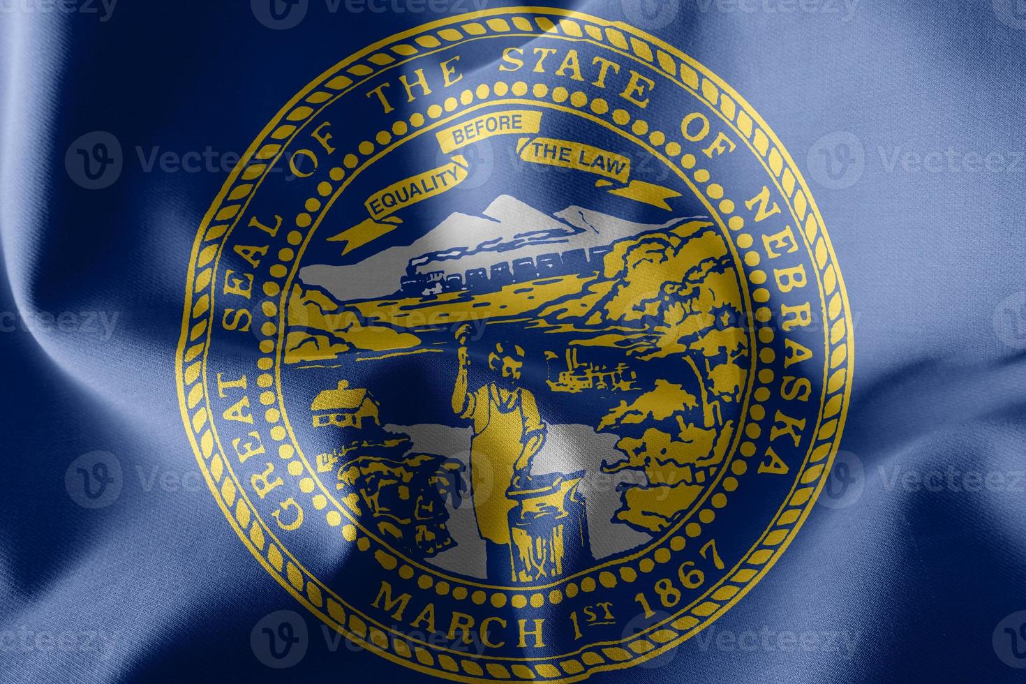 3D illustration flag of Nebraska is a region of United States. W photo