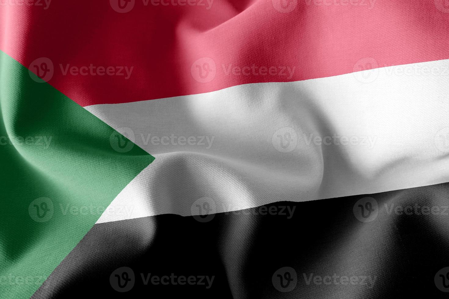 3D rendering illustration flag of Sudan. Waving on the wind flag photo