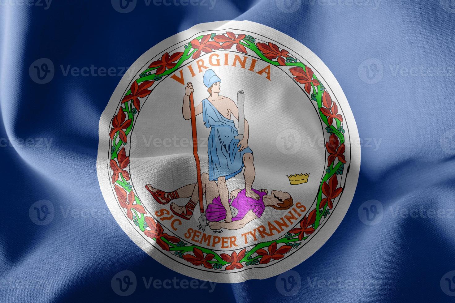 3D illustration flag of Virginia is a region of United States. W photo