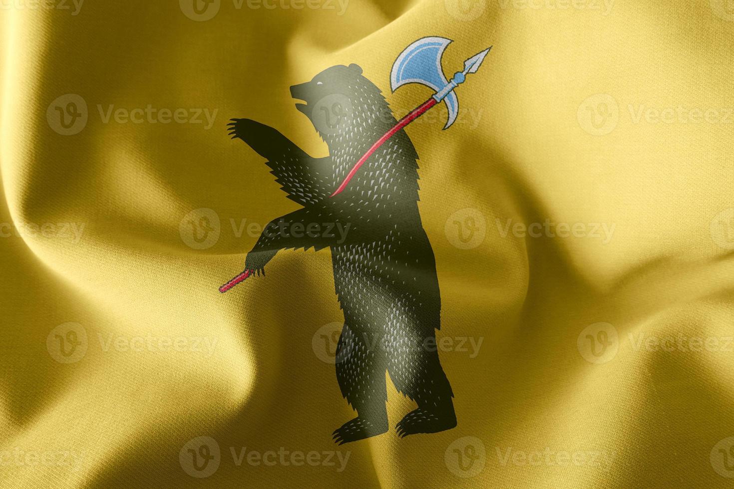 3D illustration flag of Yaroslavl Oblast is a region of Russia. photo