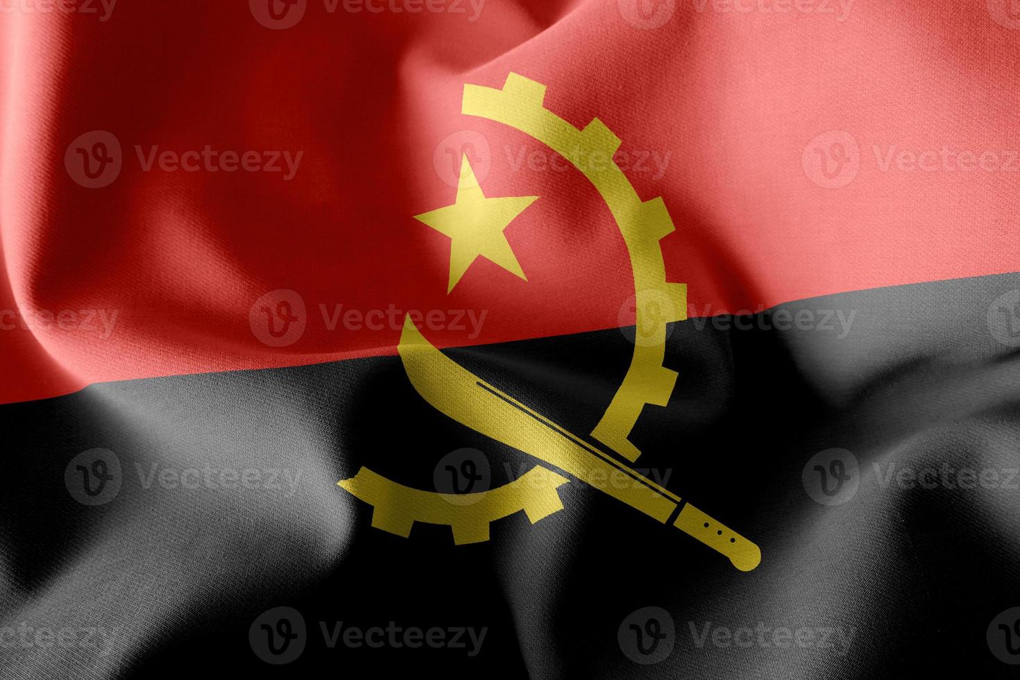 3d ilustración bandera de angola. ondeando en el fondo de la bandera del viento foto