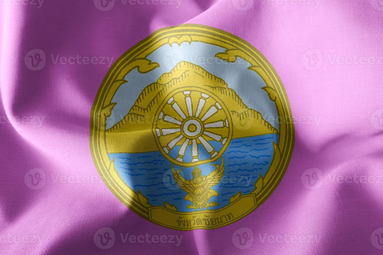 3D illustration flag of Chai Nat is a province of Thailand. Wavi photo