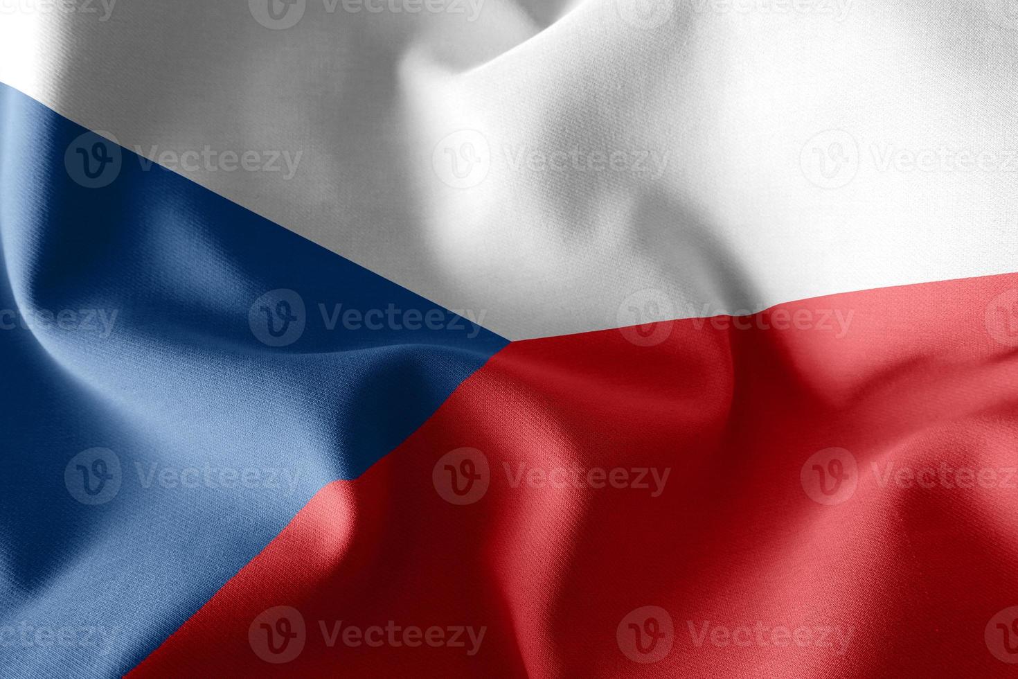 3D rendering illustration closeup flag of Czech Republic. Waving photo