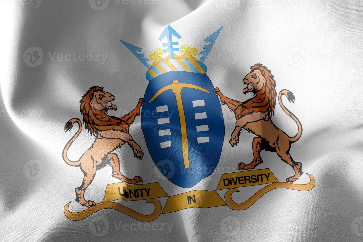 3D illustration flag of Gauteng is a region of South Africa. photo