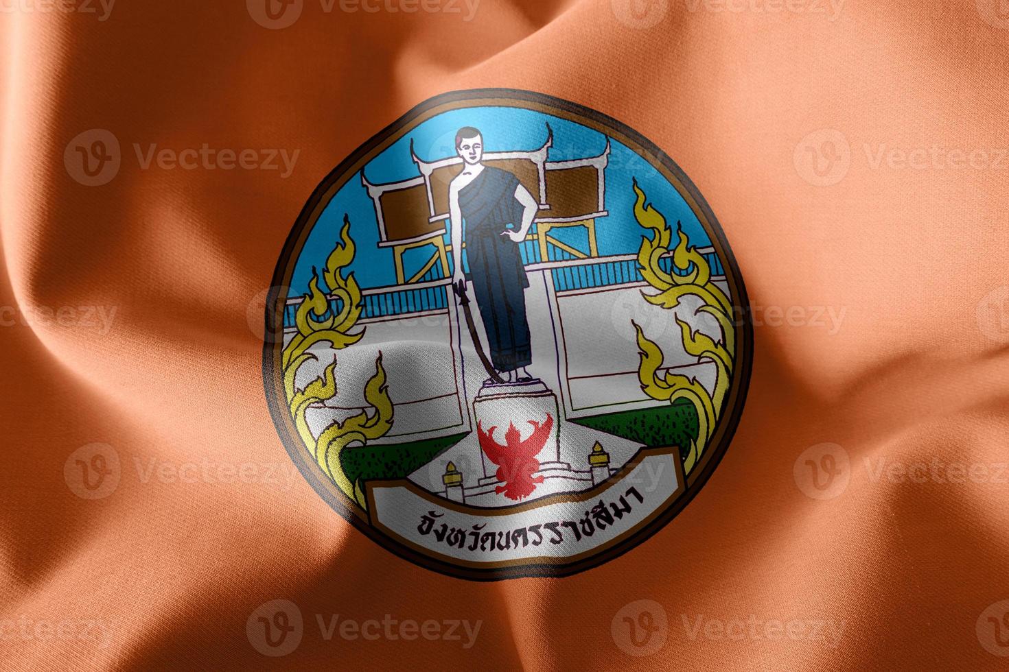 3D illustration flag of Nakhon Ratchasima is a province of Thail photo