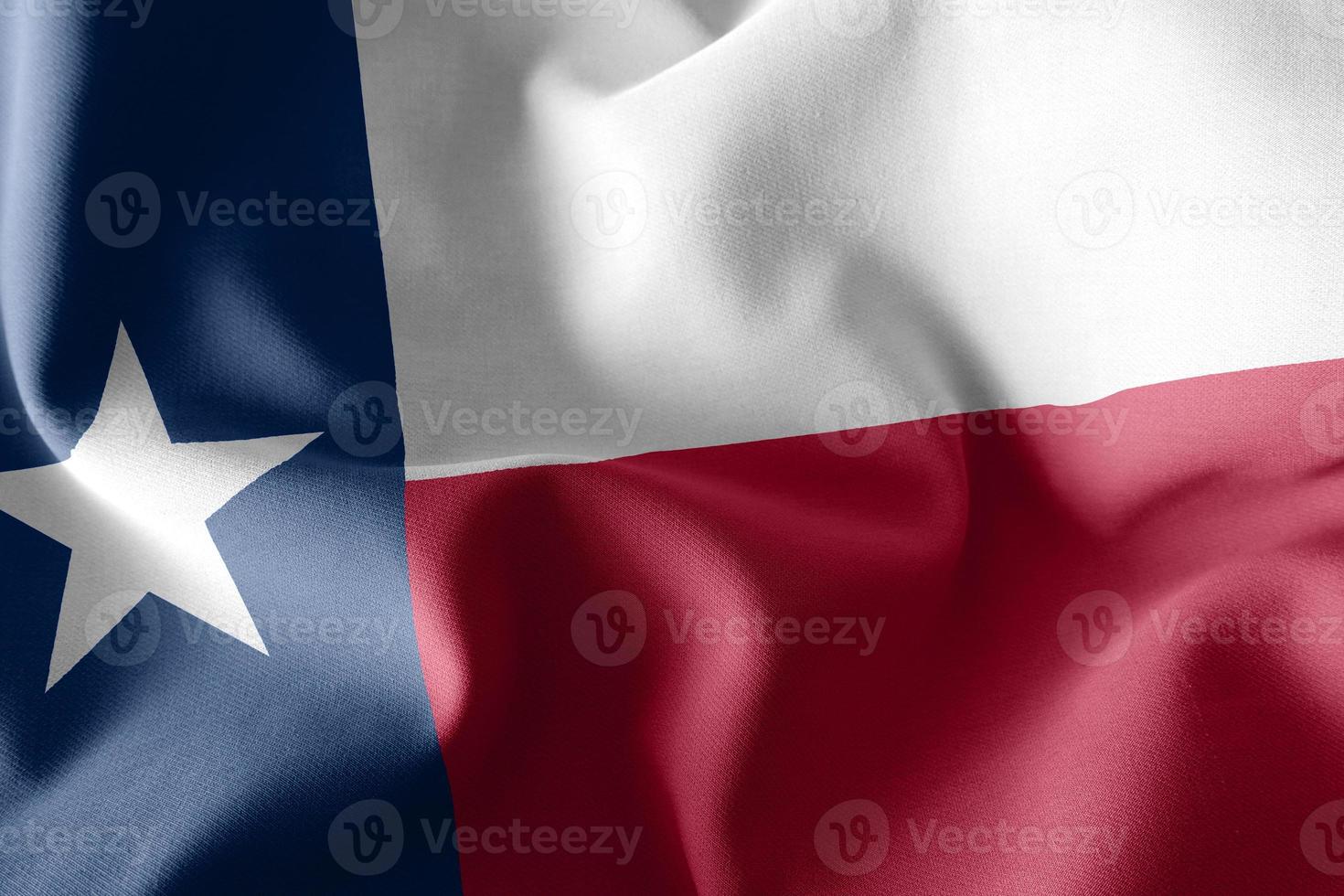 3D illustration flag of Texas is a region of United States. Wavi photo