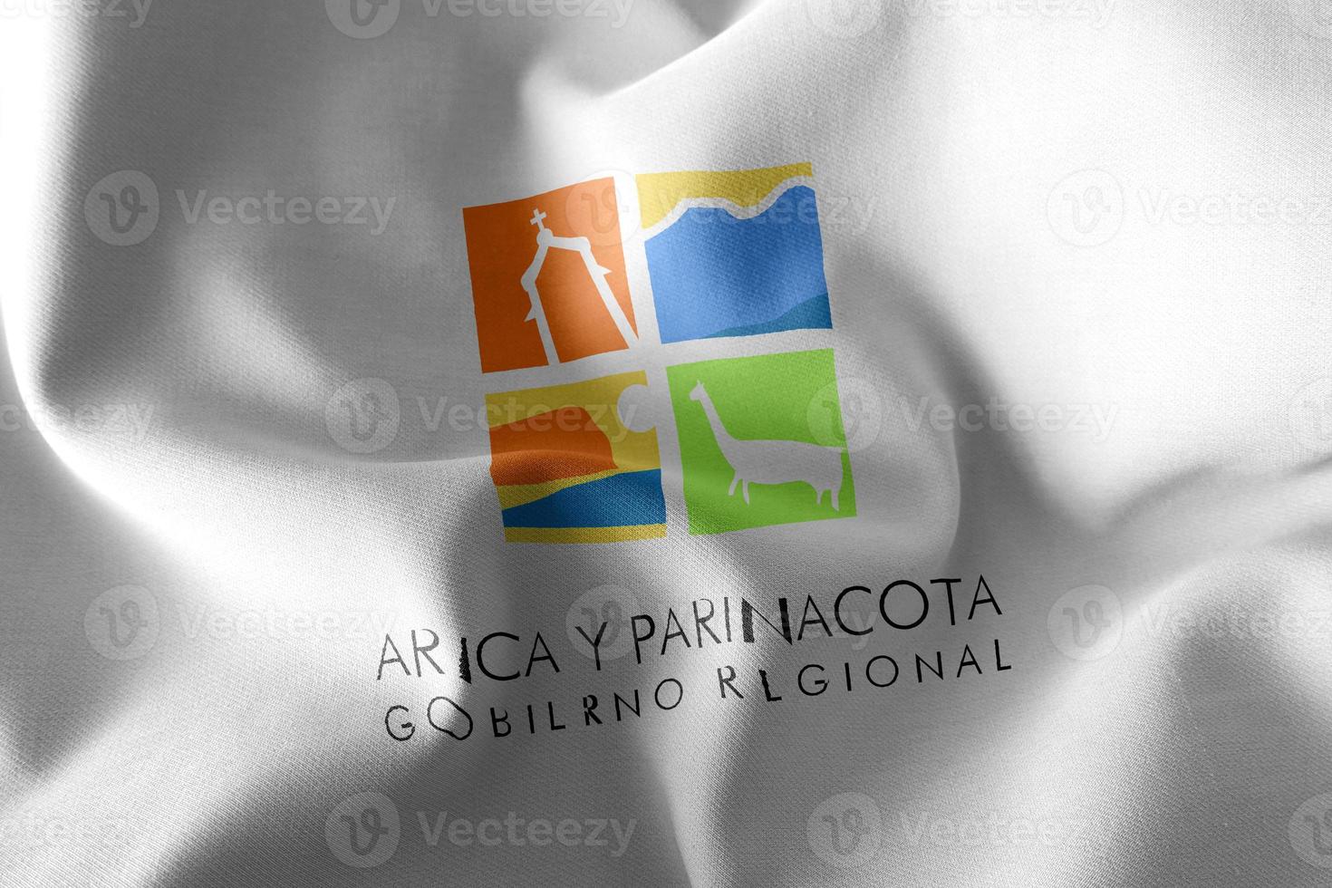 3D illustration flag of Arica and Parinacota is a region of Chil photo