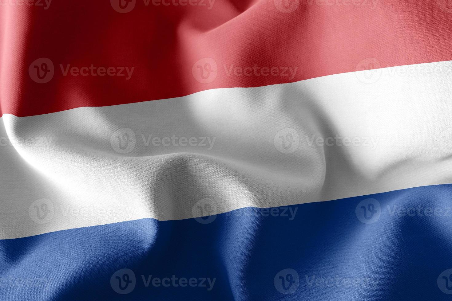 3D rendering illustration flag of Netherlands. Waving on the win photo