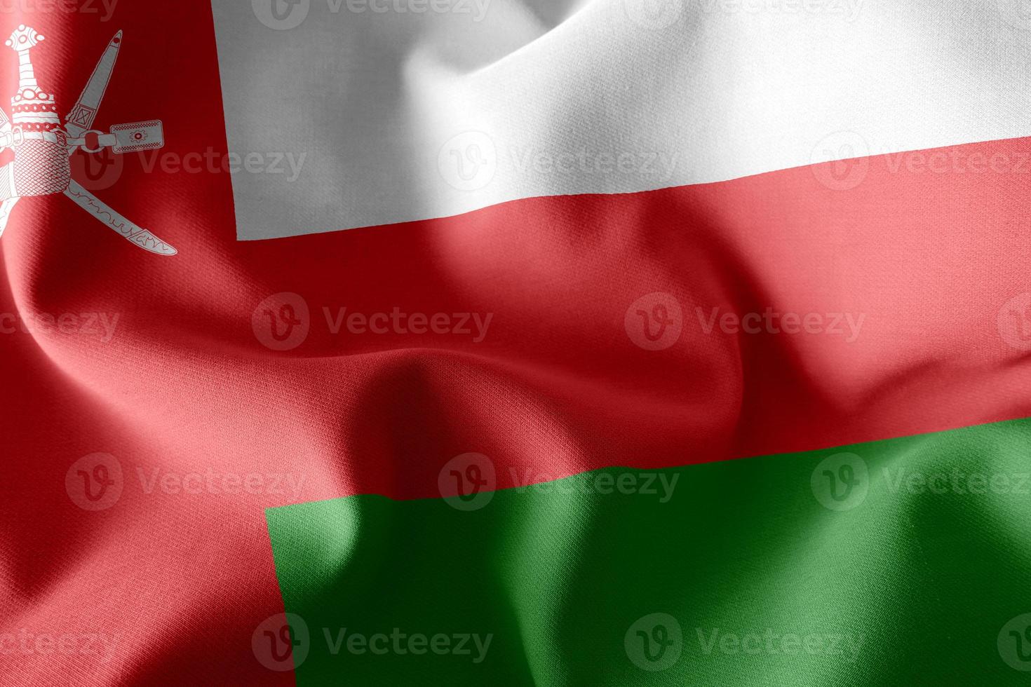 3D rendering illustration flag of Oman. Waving on the wind flag photo
