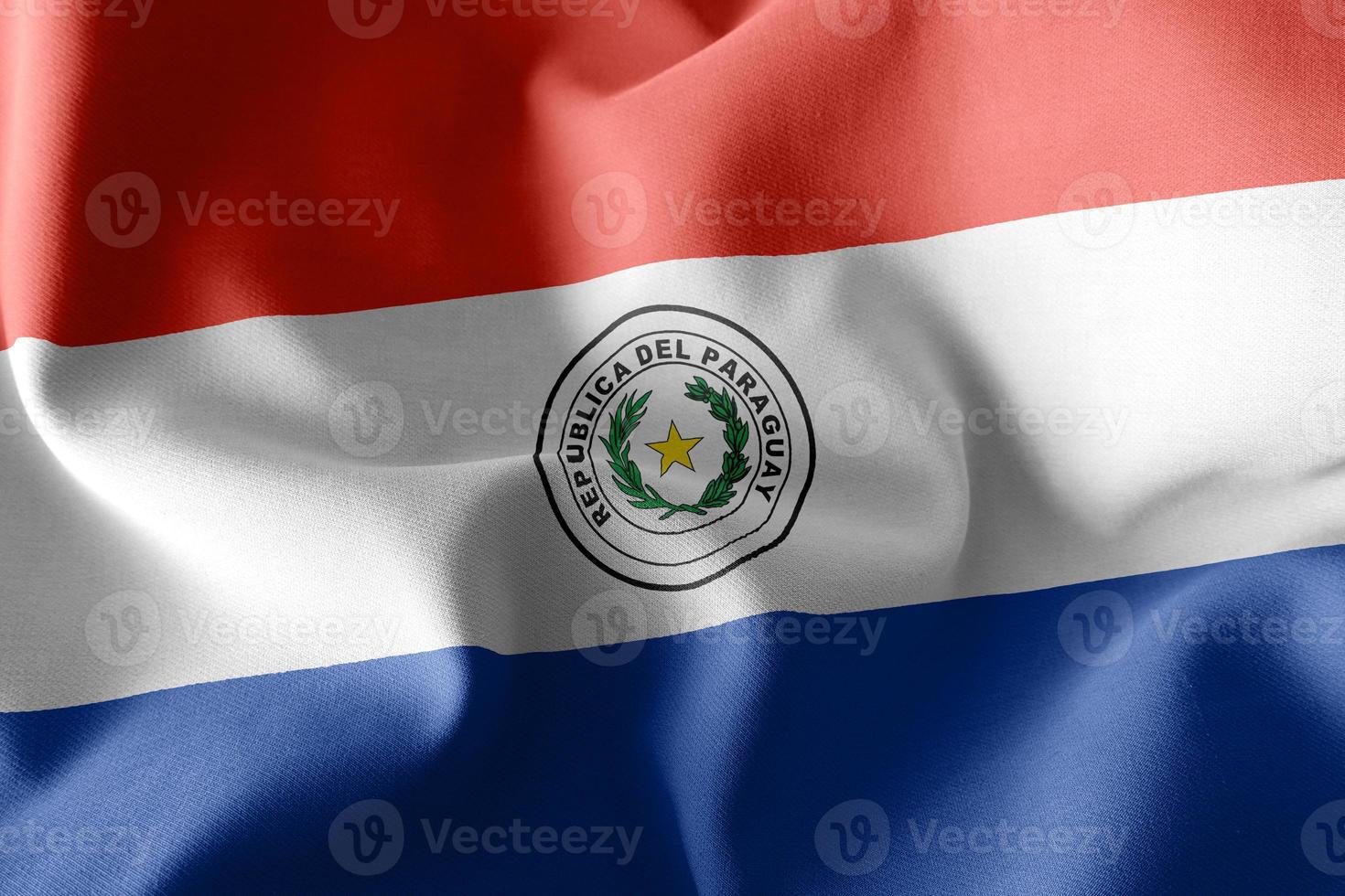 3D rendering illustration flag of Paraguay. Waving on the wind f photo
