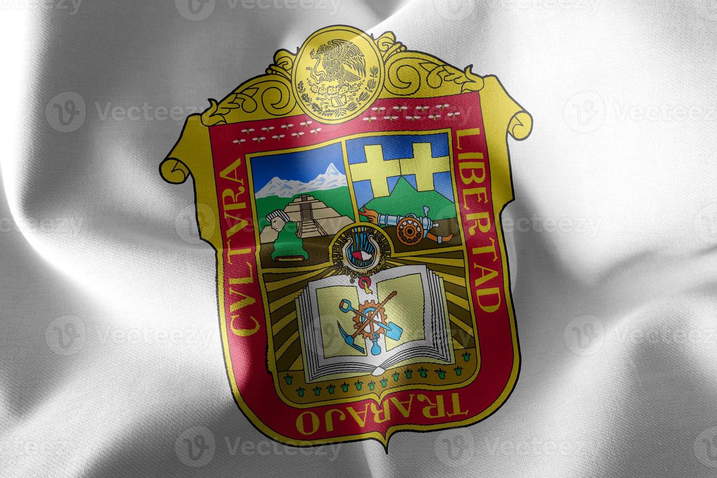 3D illustration flag of State of Mexico is a region of Mexico photo