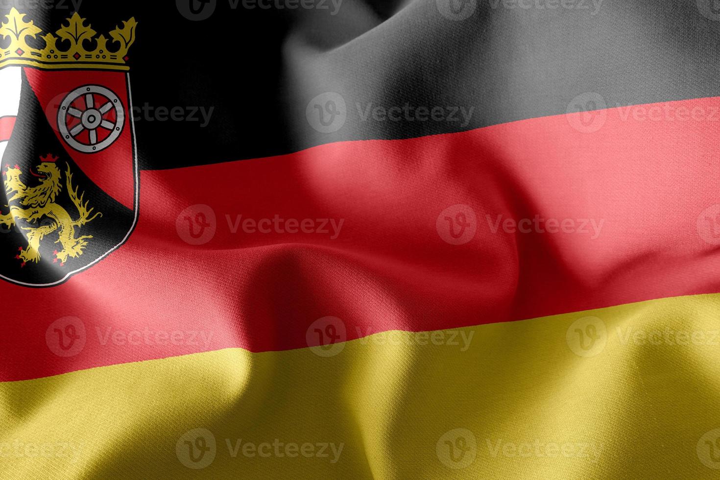 3D illustration flag of Rhineland-Palatinate is a region of Germ photo