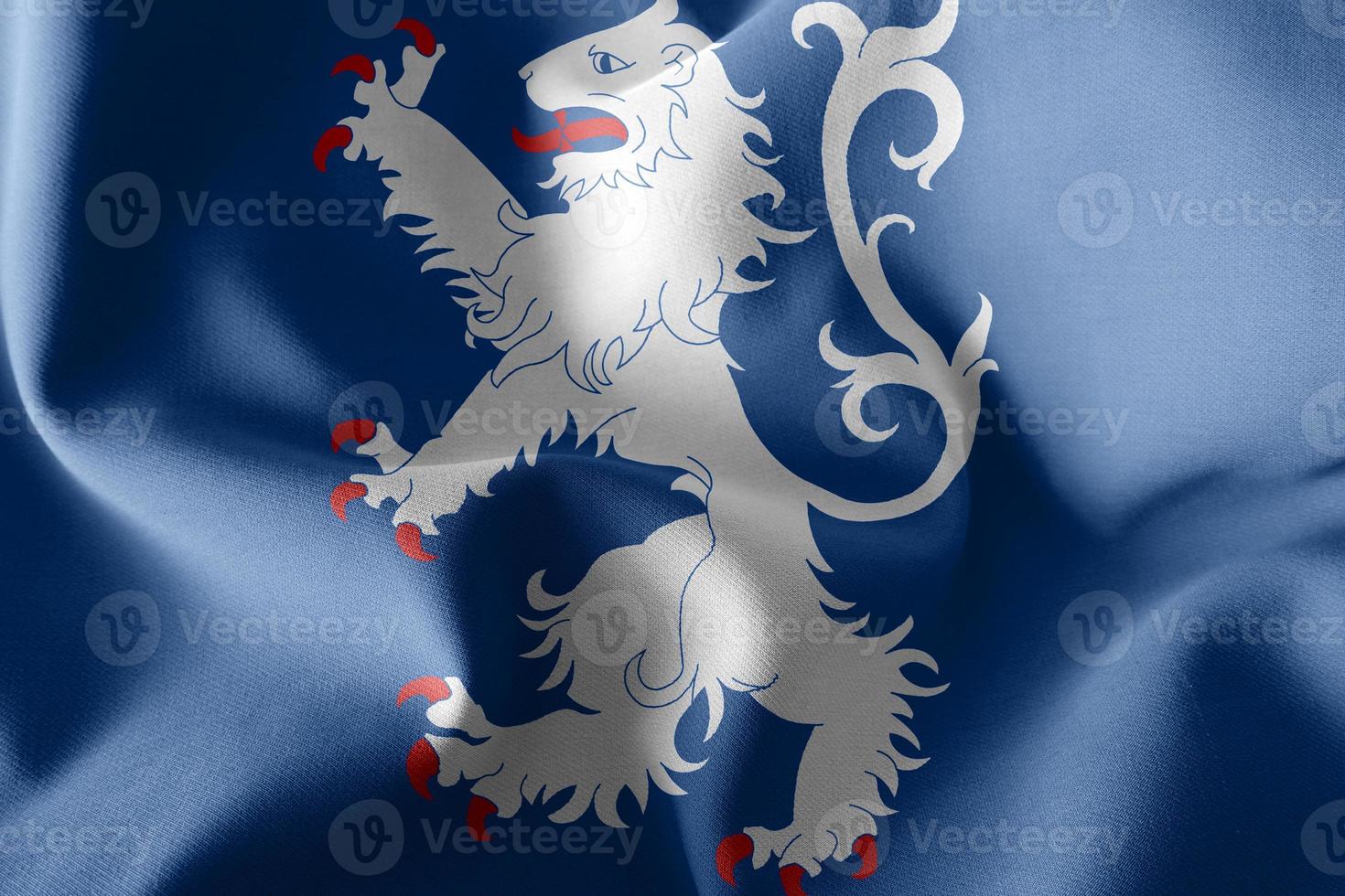 3D illustration flag of Halland is a region of Sweden photo