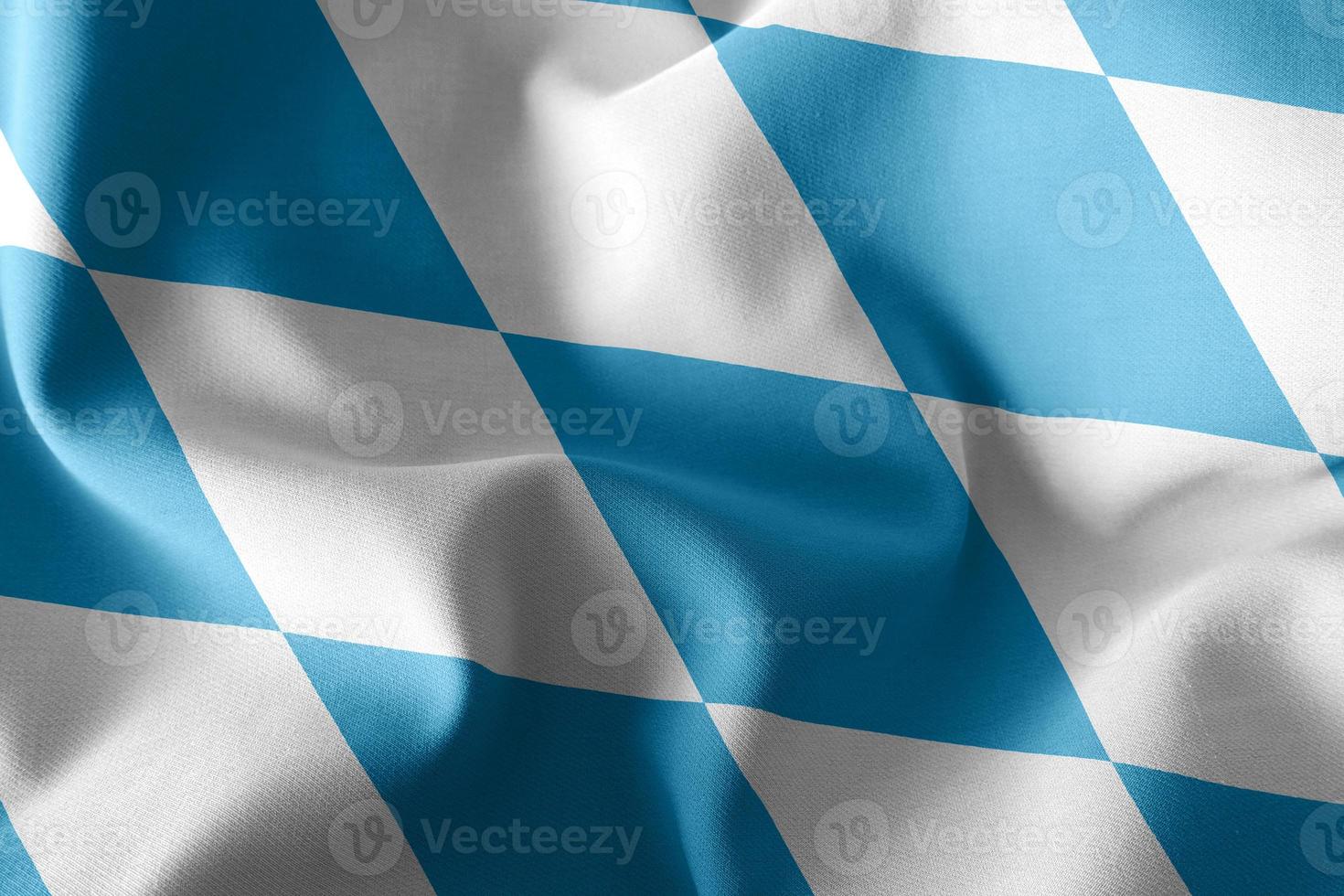 3D illustration flag of Bavaria is a region of Germany. Waving o photo