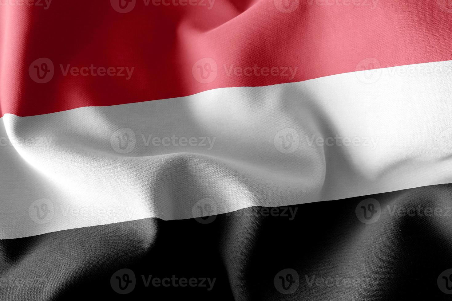 3D rendering illustration flag of Yemen. Waving on the wind flag photo
