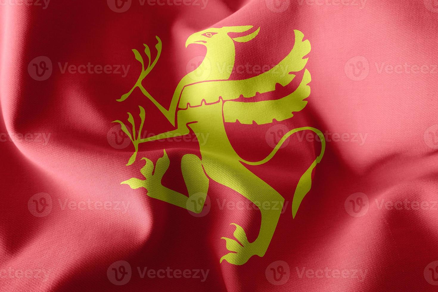 3D illustration flag of Troms is a region of Norway. photo