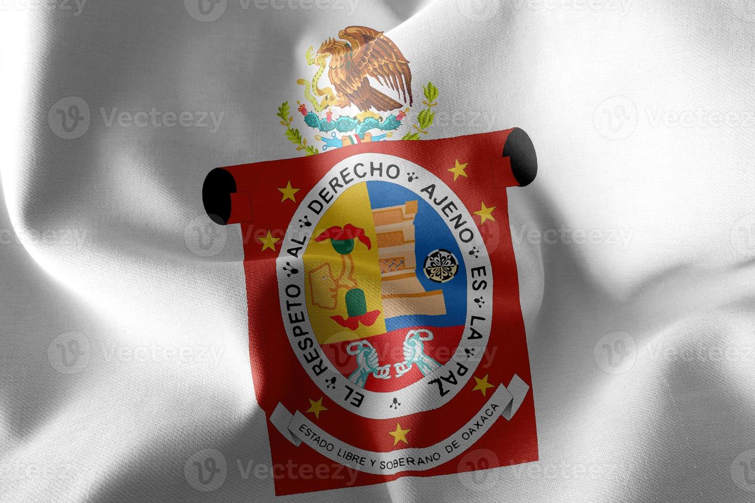 3D illustration flag of Oaxaca is a region of Mexico photo