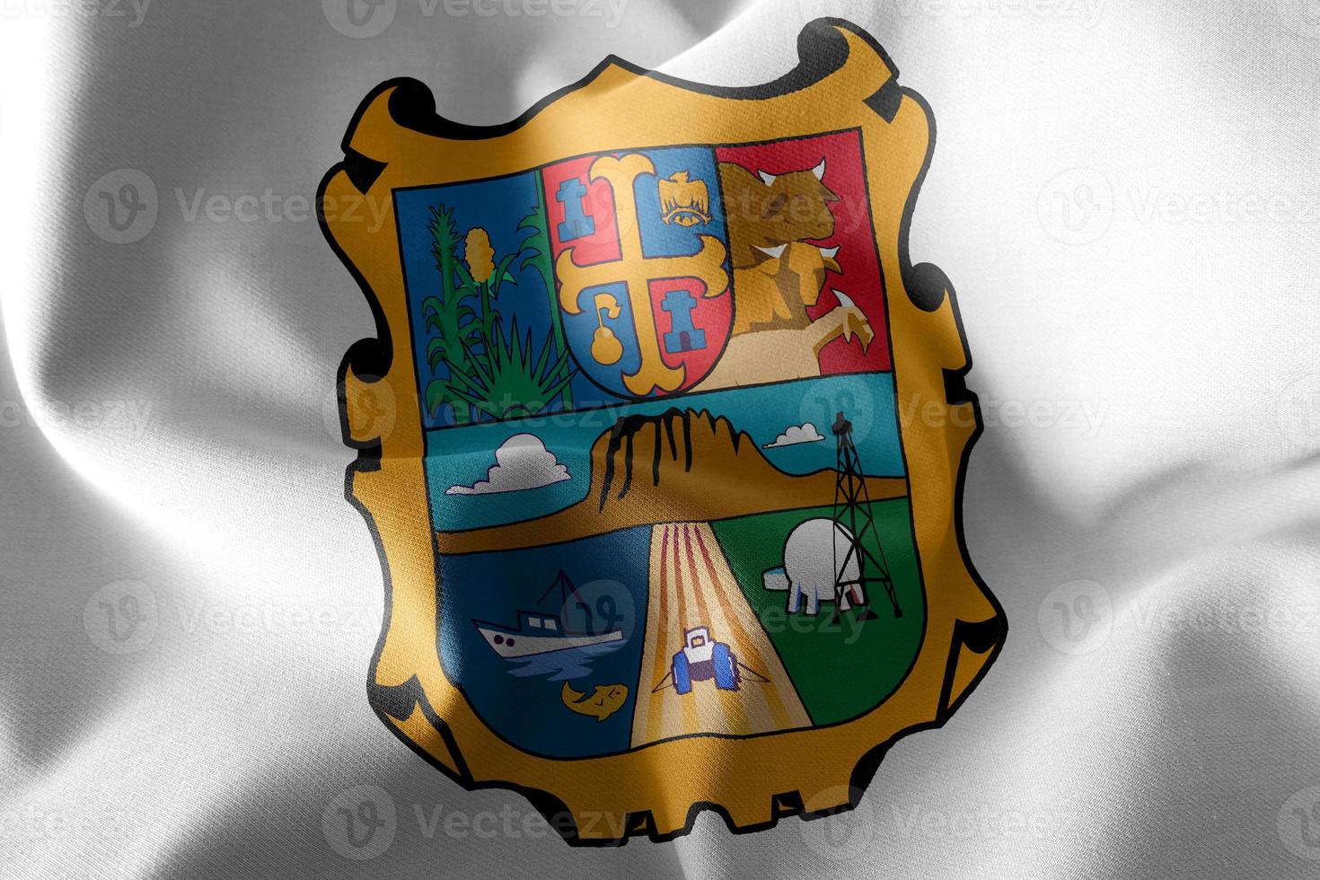 3D illustration flag of Tamaulipas is a region of Mexico photo