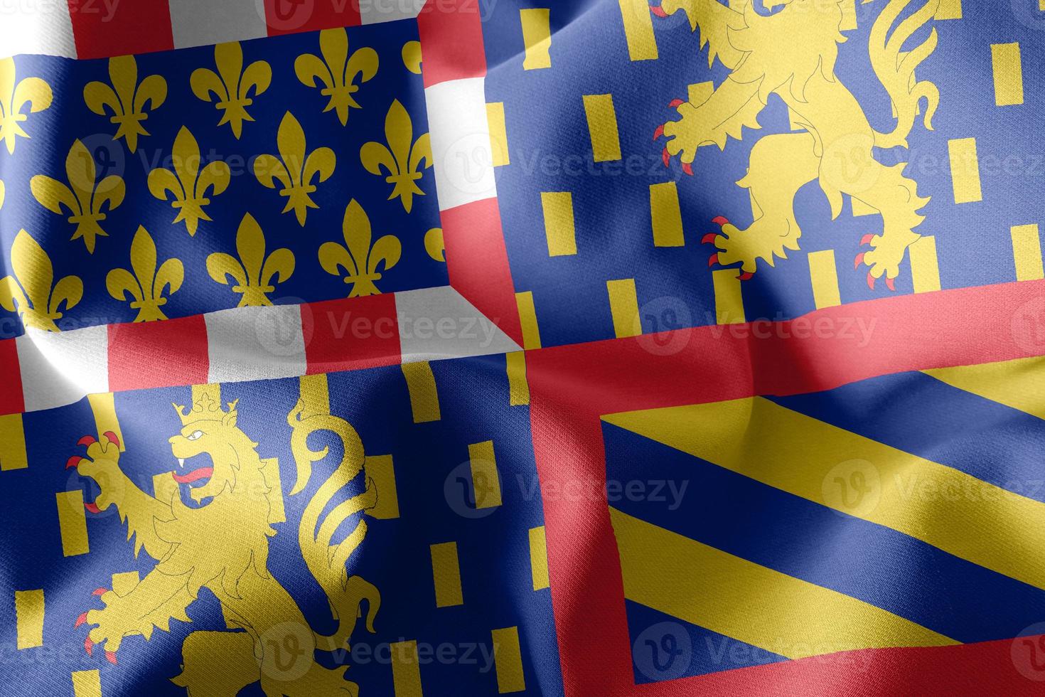 3D illustration flag of Bourgogne-Franche-Comte is a region of F photo