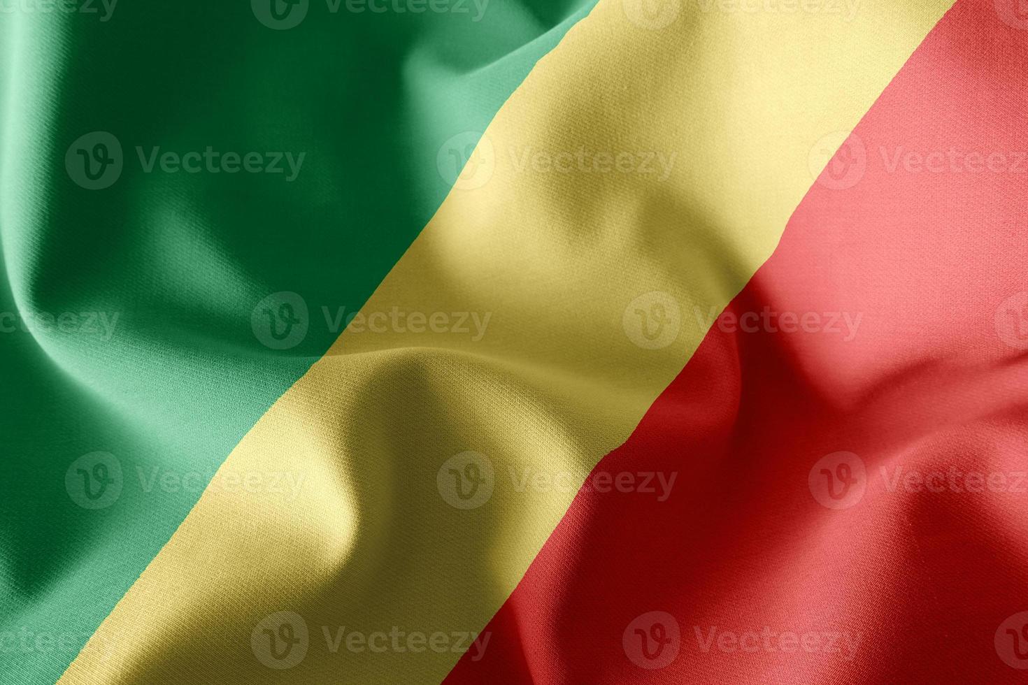 3D rendering illustration closeup flag of Congo. Waving on the w photo