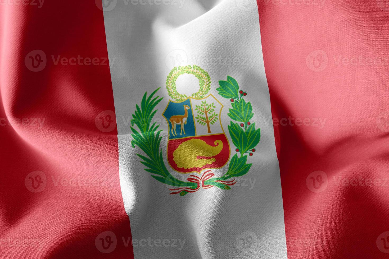 3D rendering illustration flag of Peru. Waving on the wind flag photo