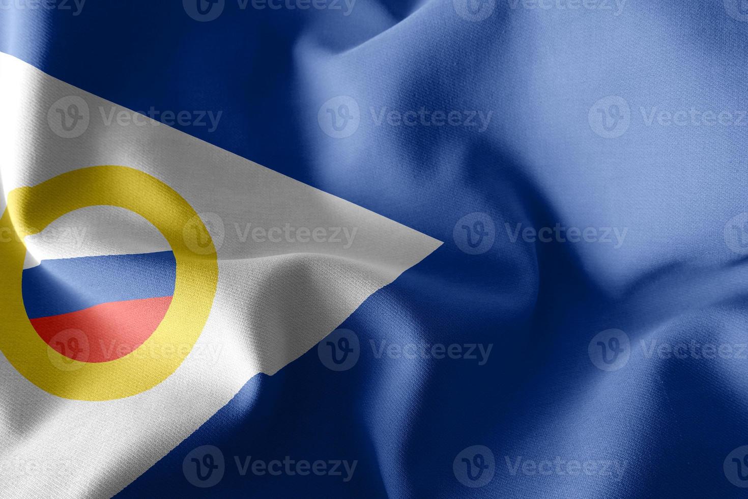 3D illustration flag of Chukotka Autonomous Okrug is a region of photo