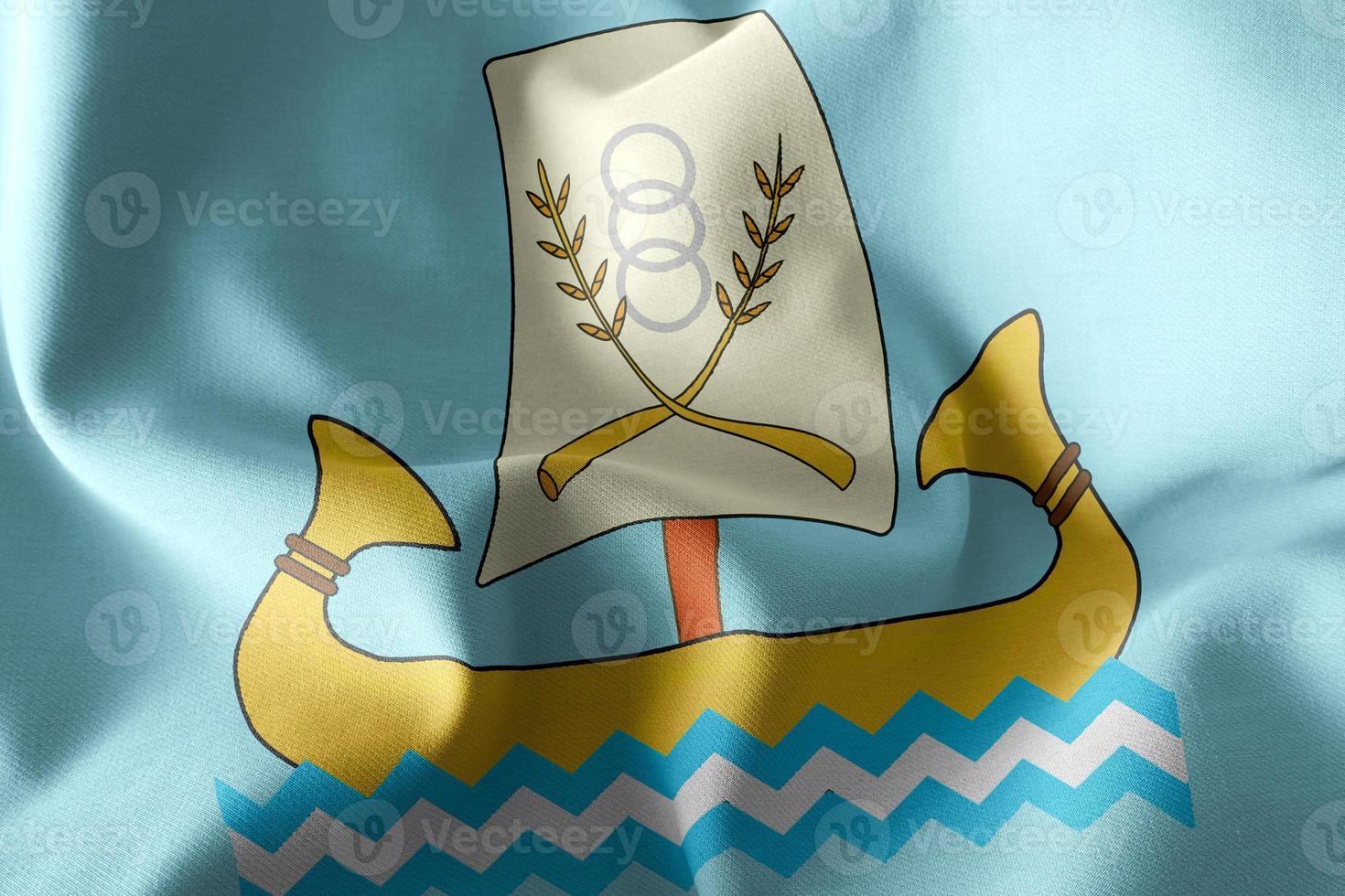 3D illustration flag of Kafr El Sheikh is a region of Egypt. photo