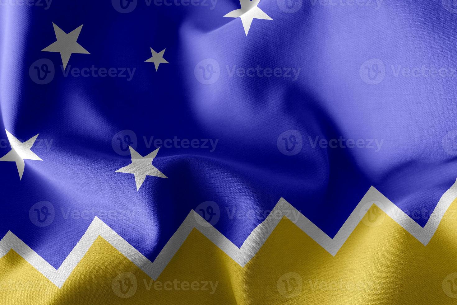3D illustration flag of Magallanes is a region of Chile. Waving photo