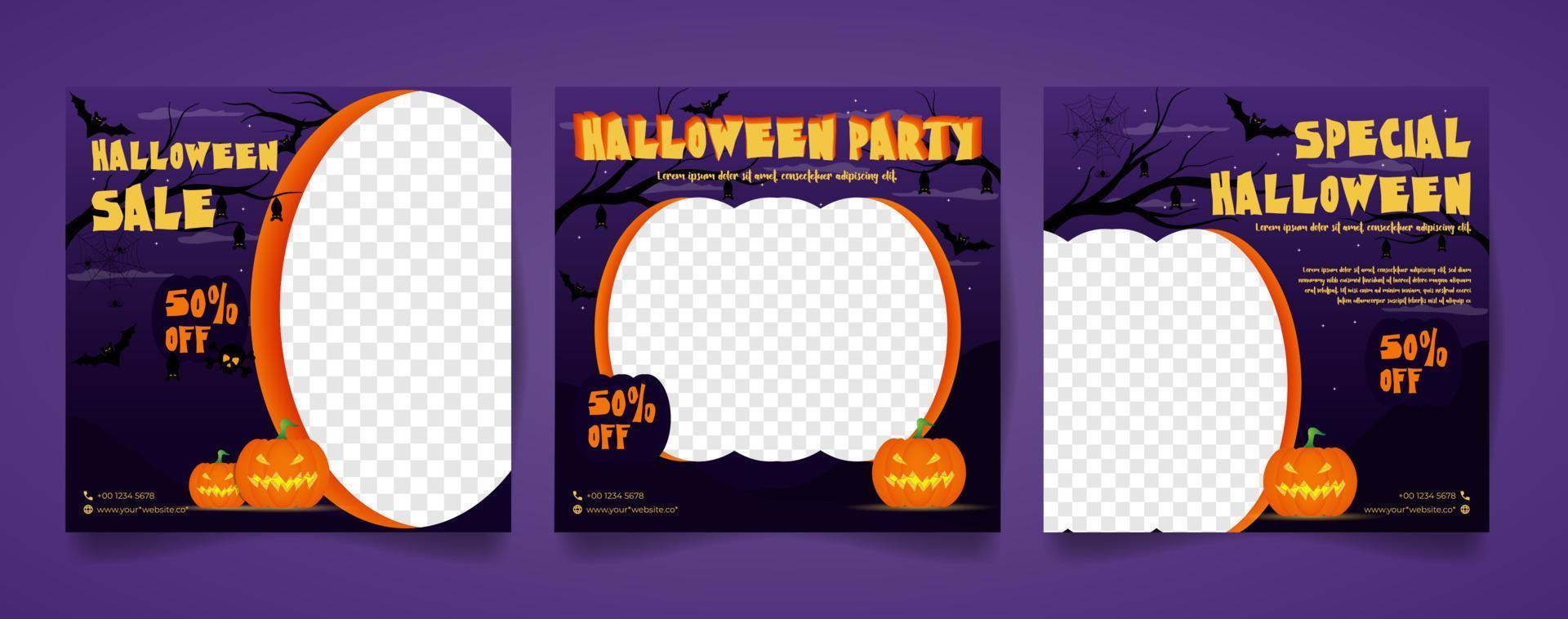 plantilla de redes sociales para la venta de halloween. es adecuado para la publicidad y la comercialización de productos vector