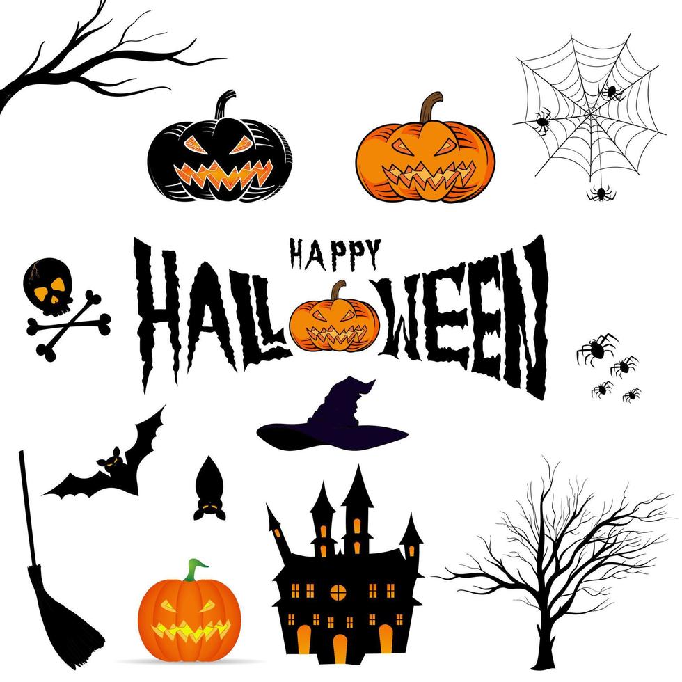 set of illustration halloween party vector