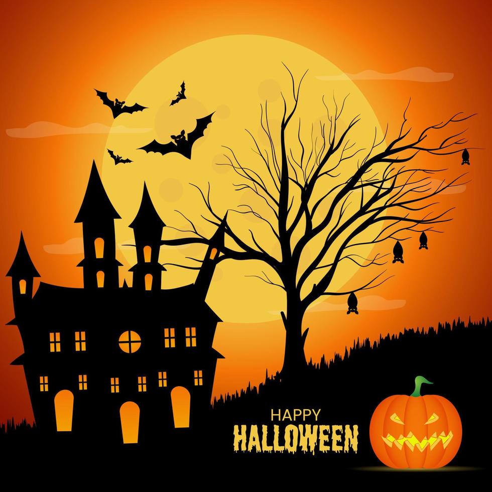 batería sin embargo Respetuoso feliz fondo de halloween con nubes nocturnas y castillo aterrador. adecuado  para invitaciones y tarjetas de felicitación 8028074 Vector en Vecteezy