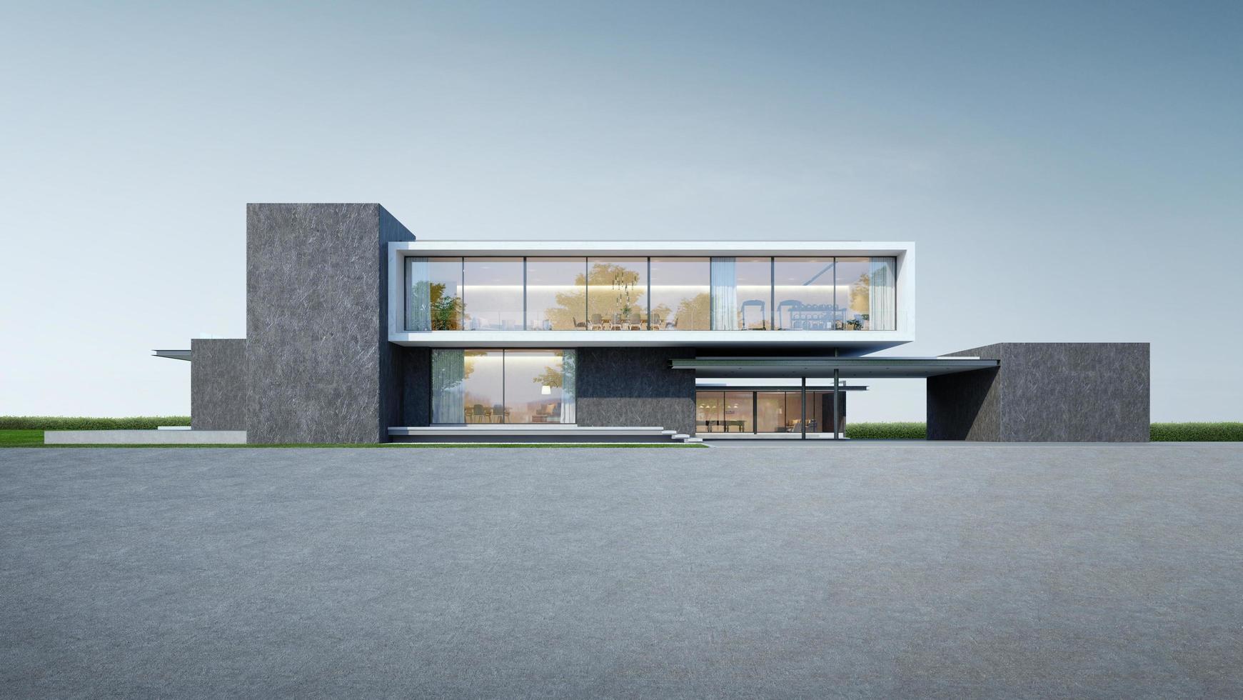 Exterior modern architecture with empty ground.3d rendering photo