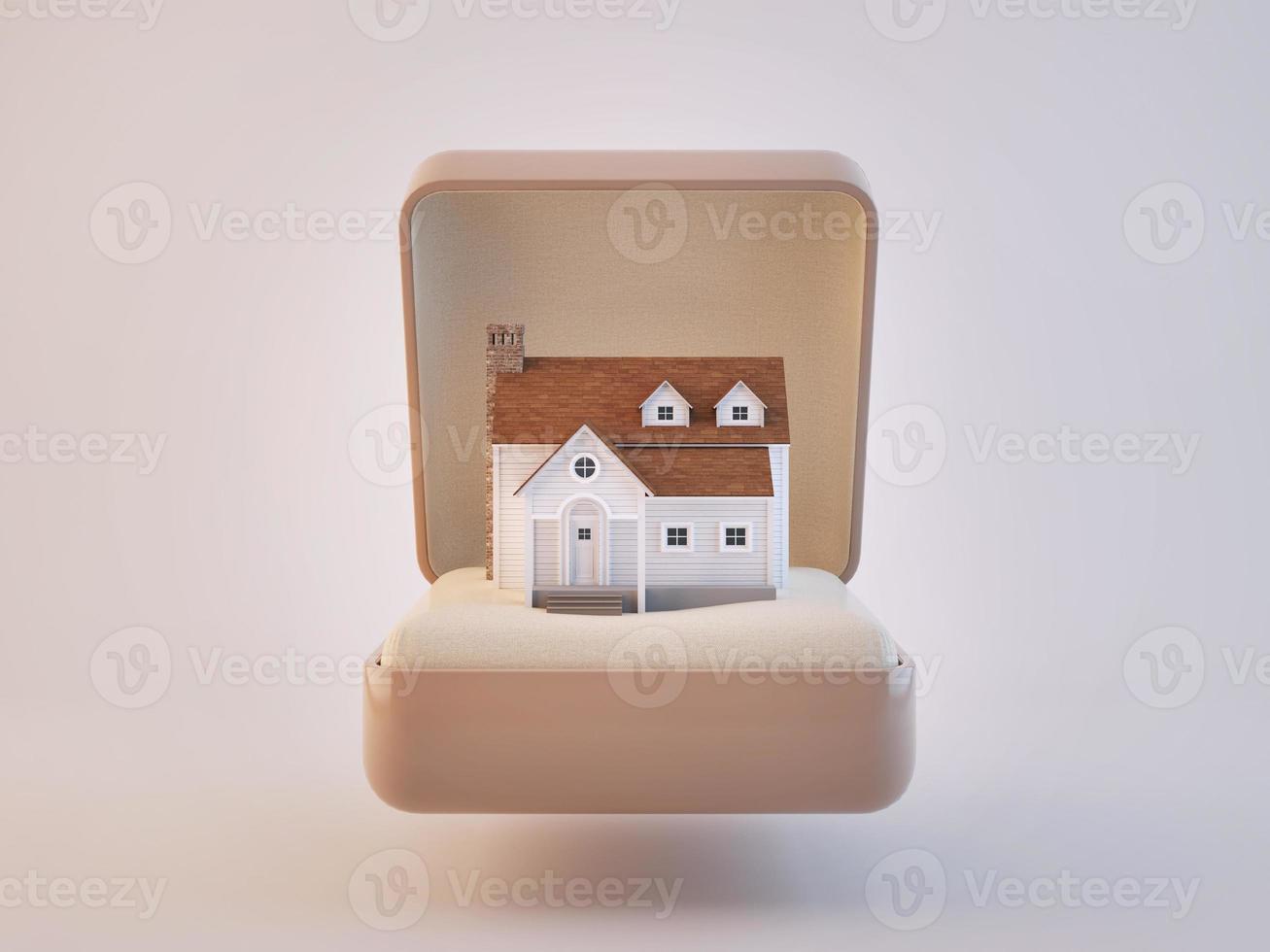 House inside ringbox.3d rendering photo
