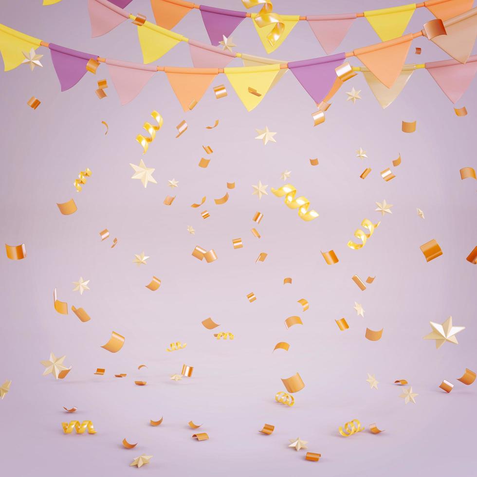 Party celebration with confetti.3d rendering photo