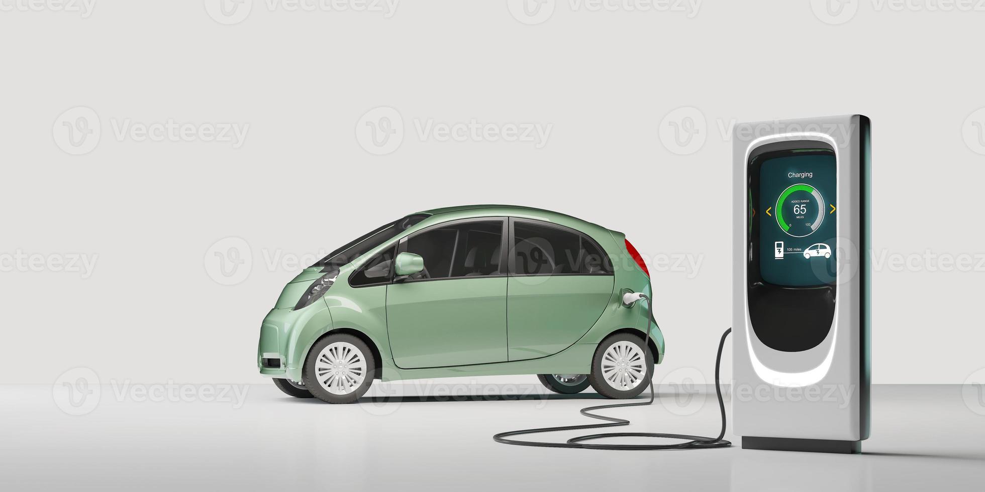 Electric car charging with white background.3d rendering photo