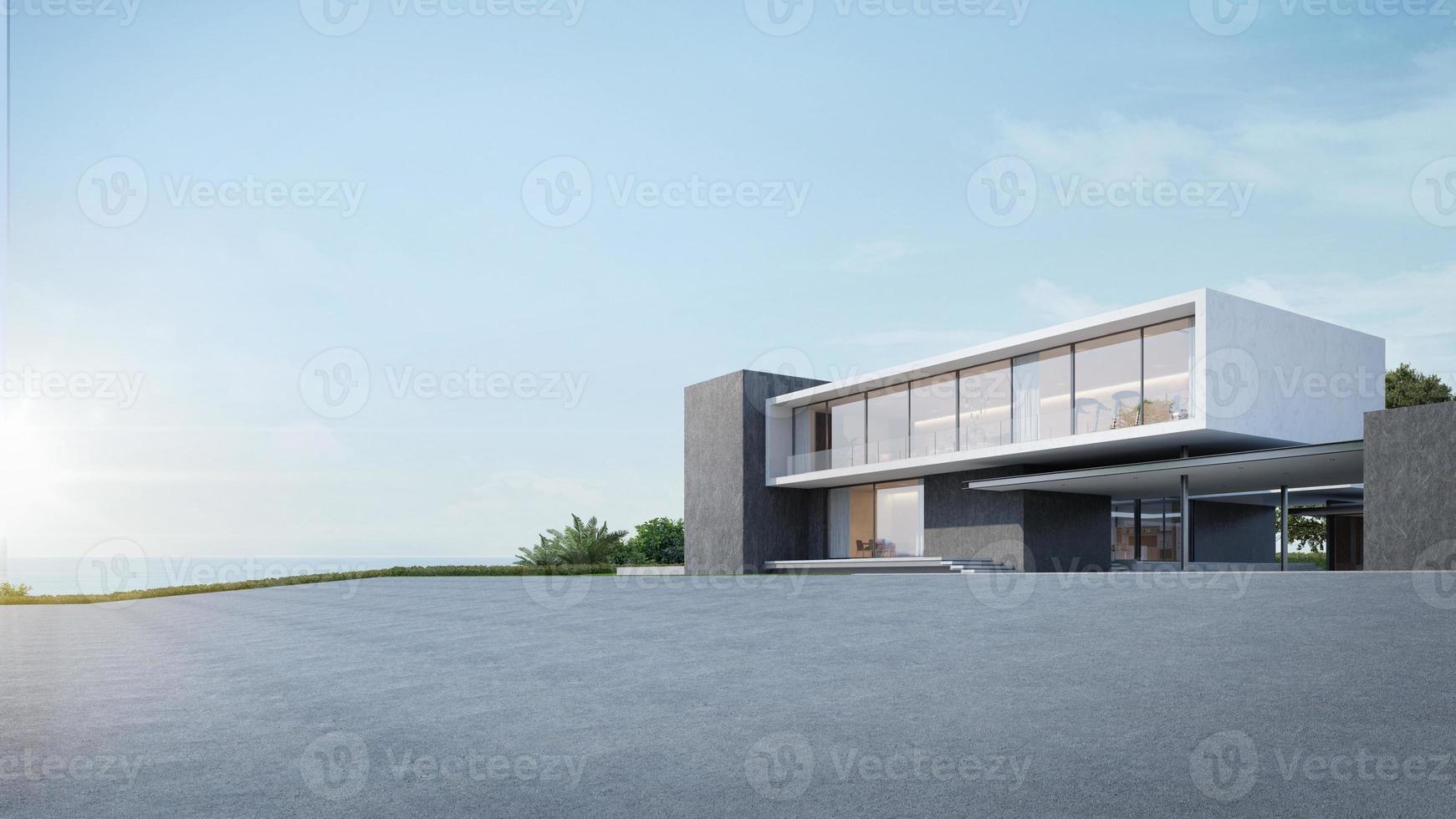 Exterior modern architecture with empty ground.3d rendering photo