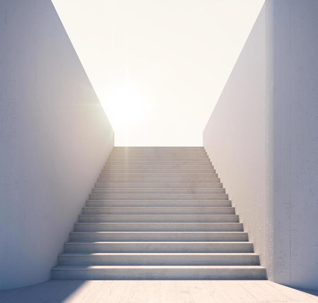 Stair step to the light.Concept for achievment or goals.3d rendering photo