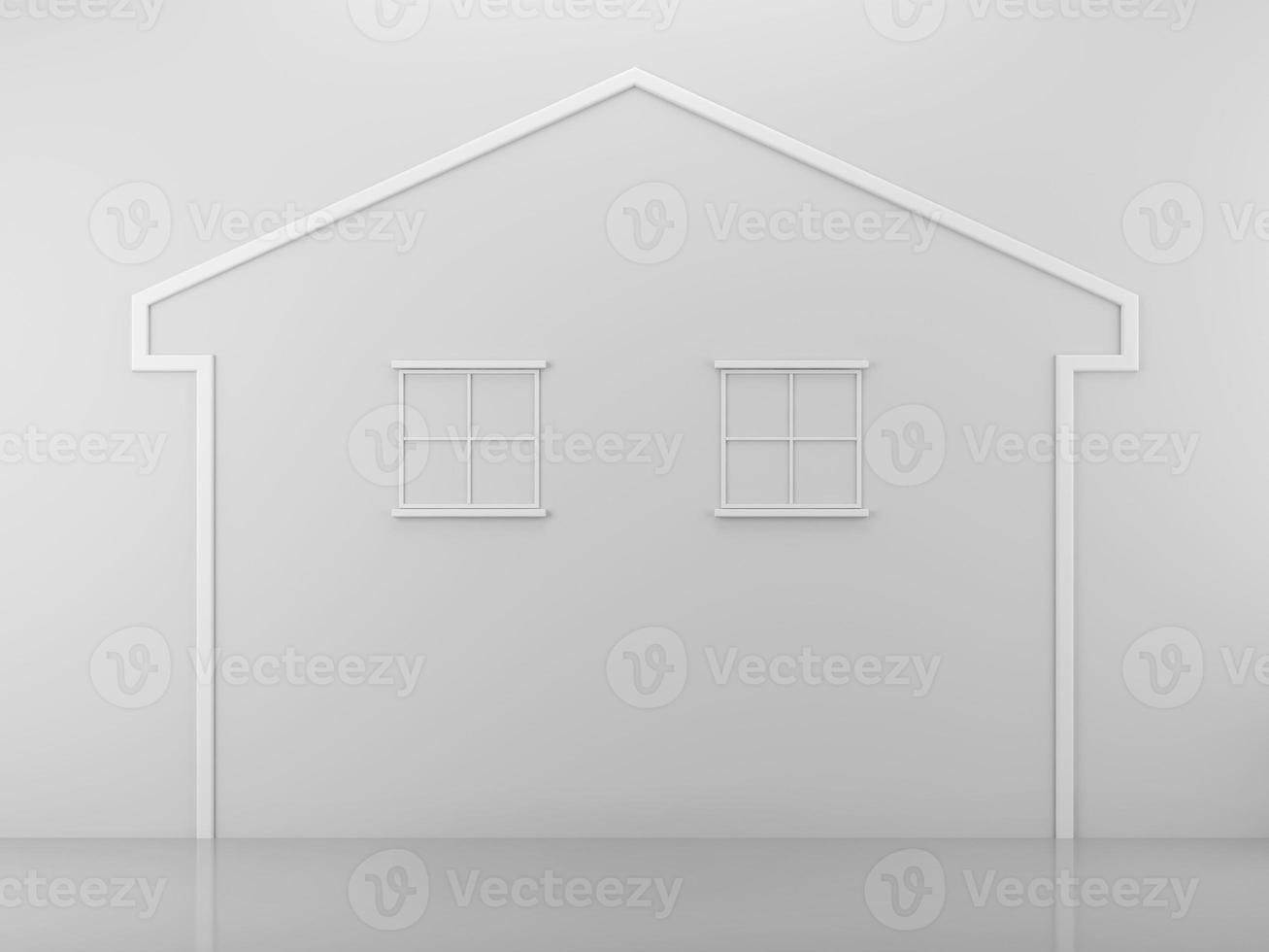 Graphic house line on the wall.Concept for home decoration.3d rendering photo