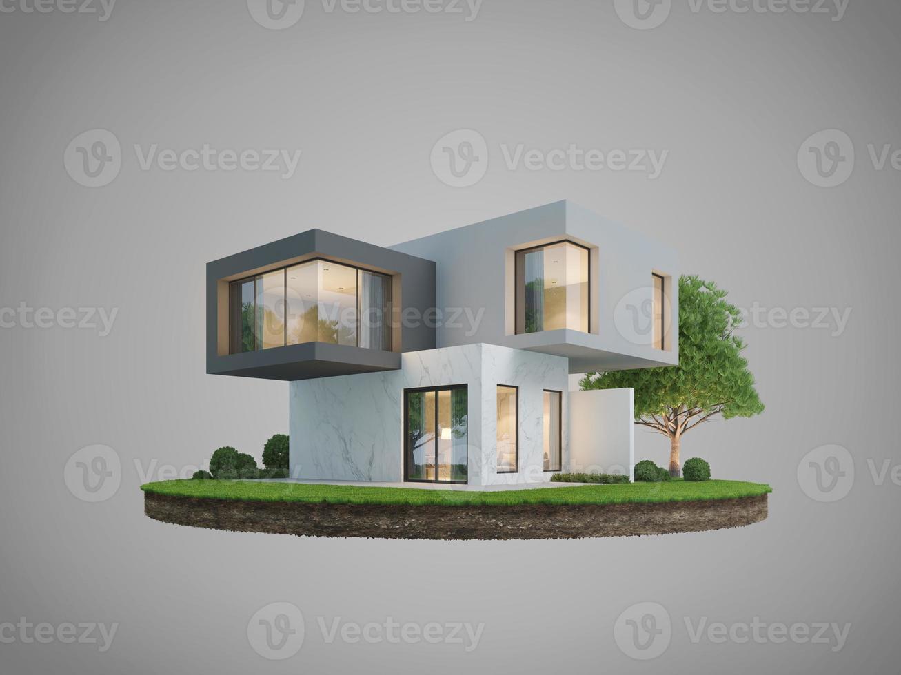 exterior de la casa moderna con fondo vacío para el concepto de bienes raíces.representación 3d foto