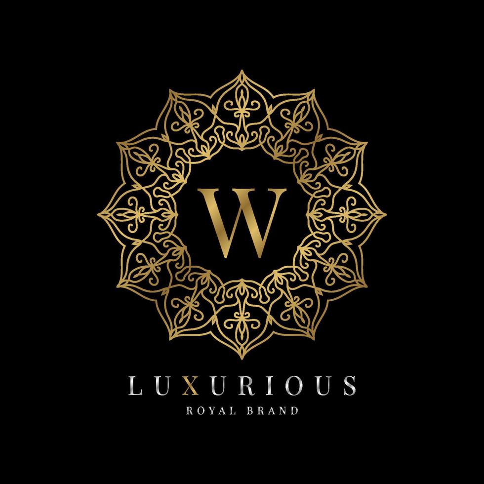 letter W luxury round alphabet logo template vector mandala for premium brand, personal branding identity, boutique, spa, wedding, gown, make up artist and cosmetic