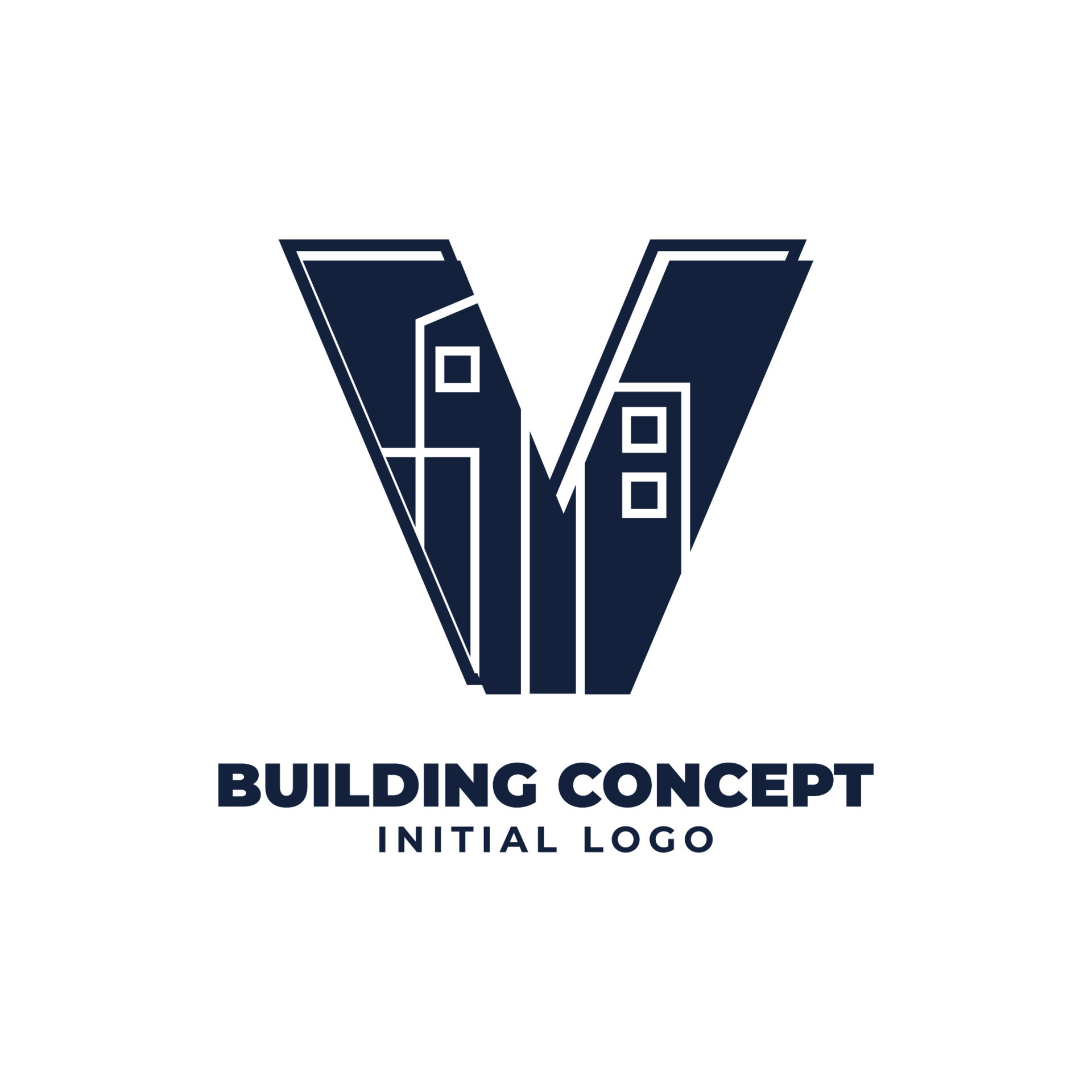 letter V with building object initial vector logo design suitable for ...