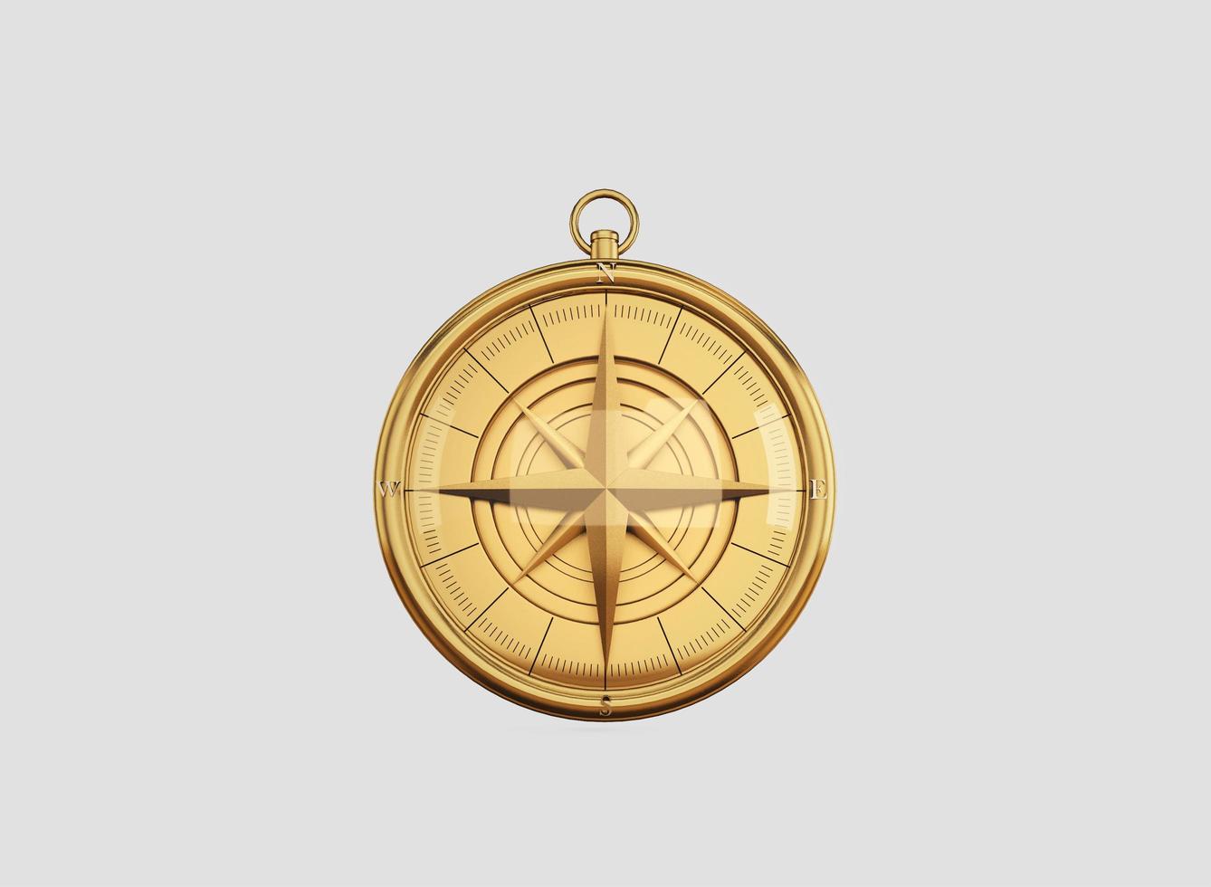 Gold compass isolated on white background.3d rendering photo