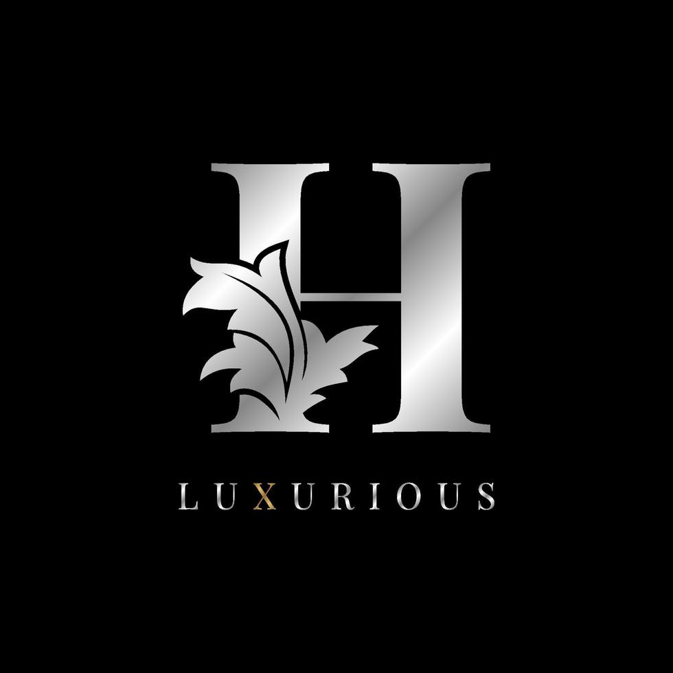 luxurious letter H vintage floral decoration victory brand boutique logo spa beauty care salon make up artist identity design element cottage initial bridal wedding gown designer vector