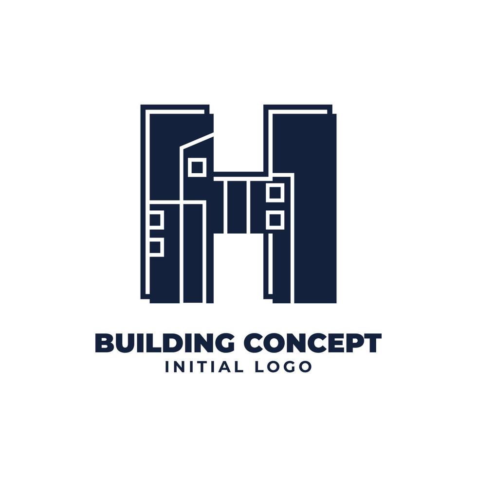 letter H with building object initial vector logo design suitable for real estate and property business