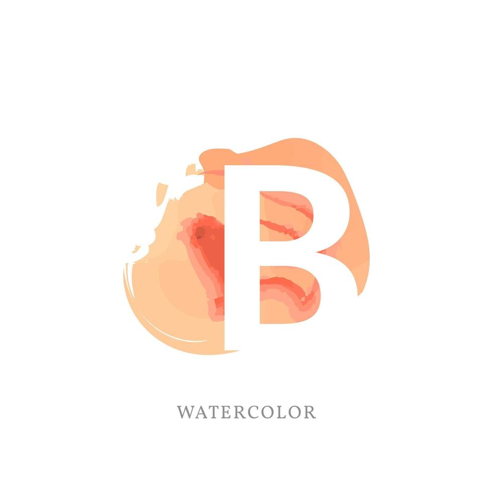 negative letter B with watercolor splash for fashion or beauty care logo, apparel brand, personal branding identity, make up artist or any other company vector